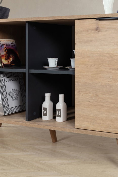 Hanah Home Sina 4619 Consola Roble Zafiro y Antracita